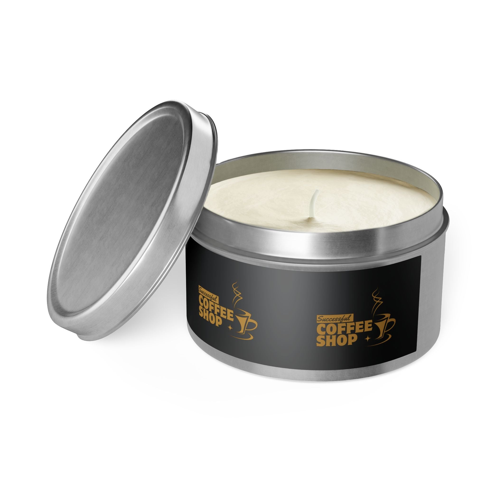 Coffee Shop Tin Candle — Rich Espresso Scented Candle in Black Tin