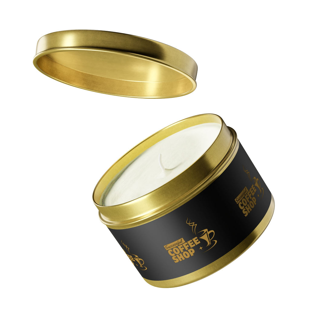 Coffee Shop Tin Candle — Rich Espresso Scented Candle in Black Tin